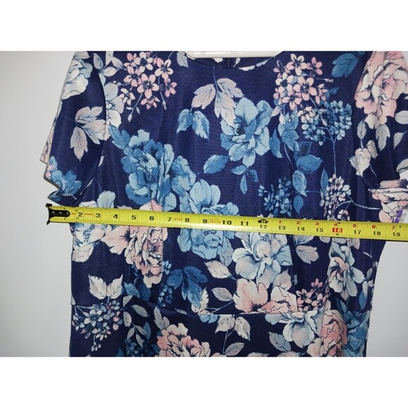 Eliza J Dress Women's 16w Navy Blue Floral Multi Color Plus Size Short Sleeve - Picture 8 of 11